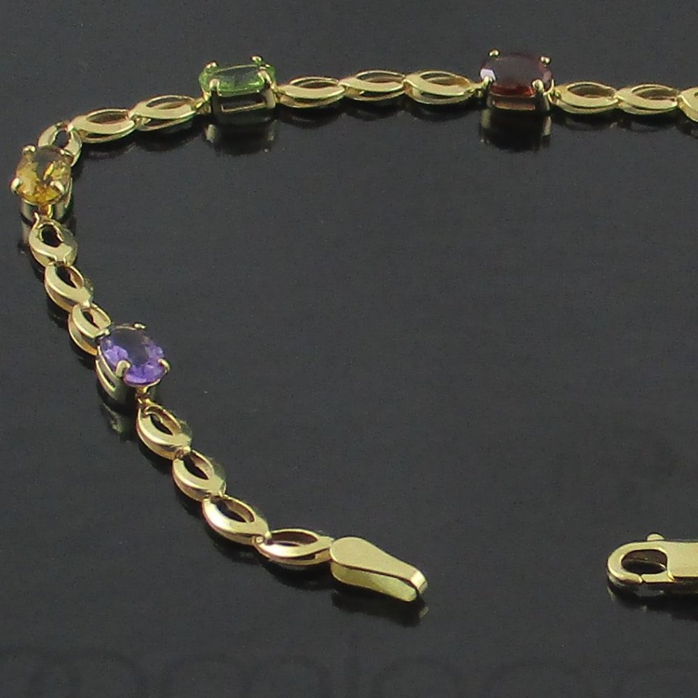 14K Yellow Gold 2.10 ct tw Multi-gemstone Bracelet - Picture 3 of 7